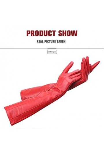 Gants longs en cuir beige tendance, gants longs en cuir de haute qualité pour femme, gants dhiver en peau de mouton pour fem