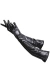 55-56 cm Gants longs en cuir noir Accessoires de mode Femmes Gants longs Chaud Lengthen Femmes Gants en cuir