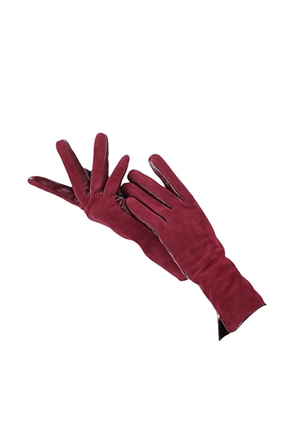 Gants dhiver chauds en cuir pour femme - Gants longs pour femme, marron foncé, XS