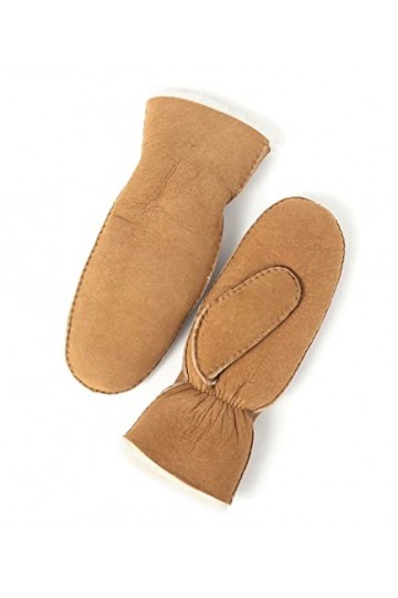 YISEVEN Femmes Gants Moufles en Cuir Mouton Robuste Hiver Épais Manchette Fourrure Doublure Sherpa Laine Mérinos Molleton Cha