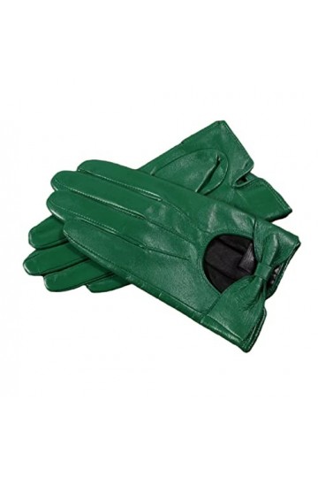 Femme Gants Automne Et Hiver Femmes Gants En Cuir Véritable Chaud Gant De Conduite Moufles En Cuir De Chèvre Vert L