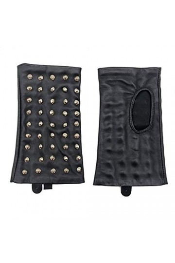 des Gants de Cuir Femmes Nouveauté Douce Mitaines en Cuir Noir dor Hip Hop Locomotive moufles Color : Black, Gloves Size : 