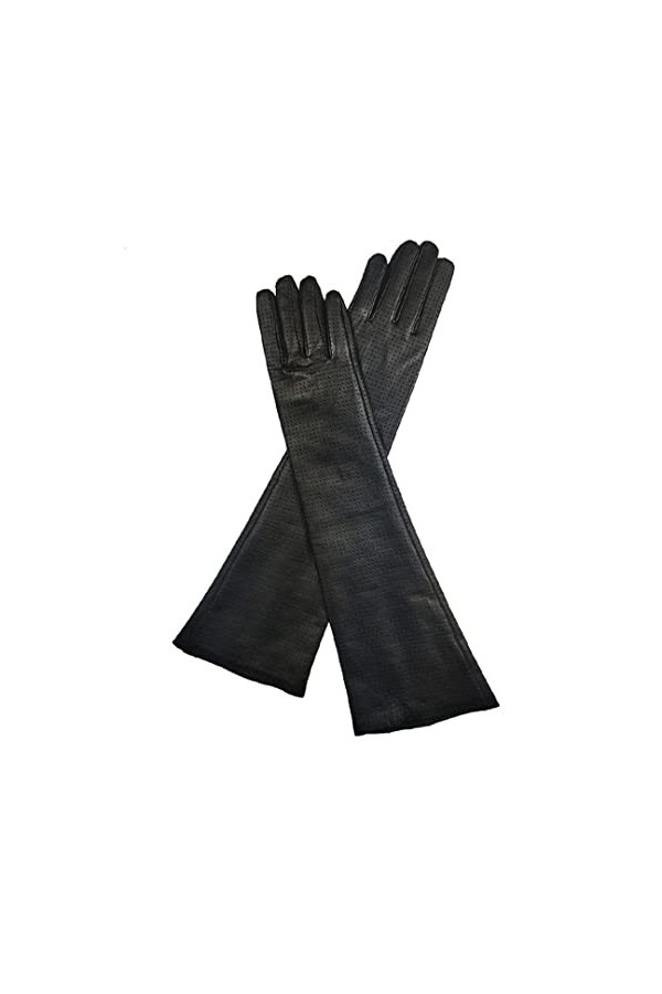 Saeohnssty Gants en cuir pour femme - Manches longues - Moufles en maille de cuir, comme sur limage, 59.7