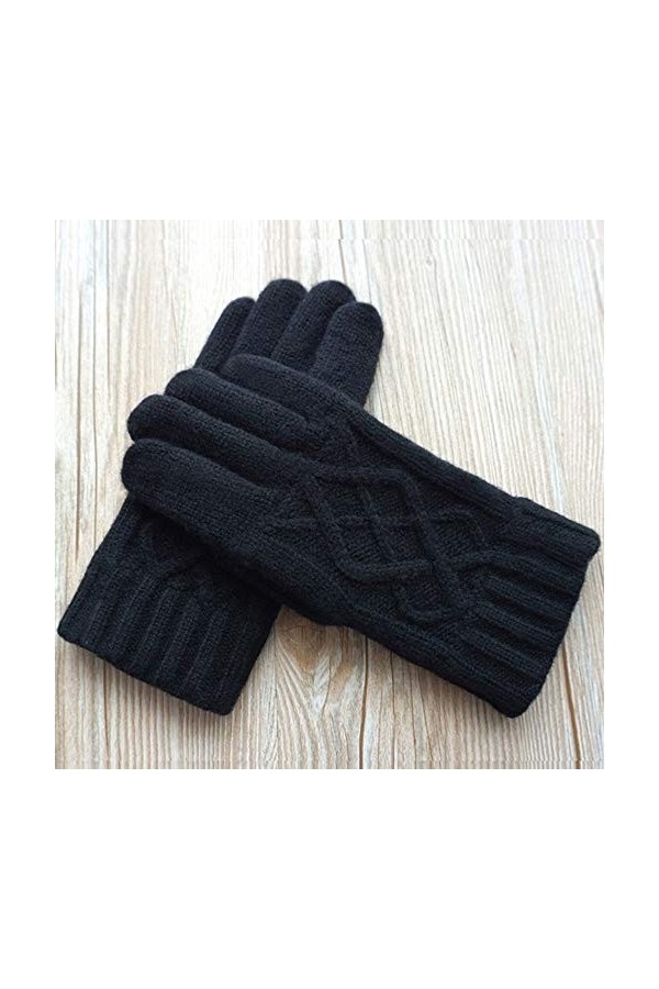 Gants dhiver Automne et hiver for femmes Gants en laine double couche en tricot plus épais velours Fingerless Gants demi-doi