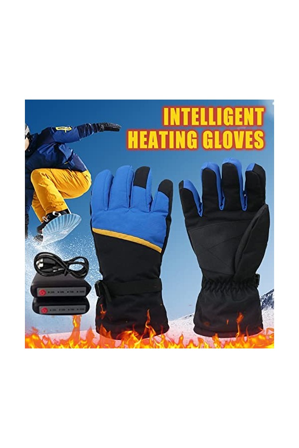 Gants de moto pour homme et femme - Gants chauffants pour la randonnée, lhiver et le ski - Imperméable - Électrique à lécra