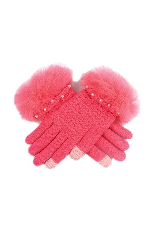 GHCXY Mitaines unisexes pour adulte - Automne hiver - Simple - Pour écran tactile - Chaudes et glamour - Petites perles - Mou