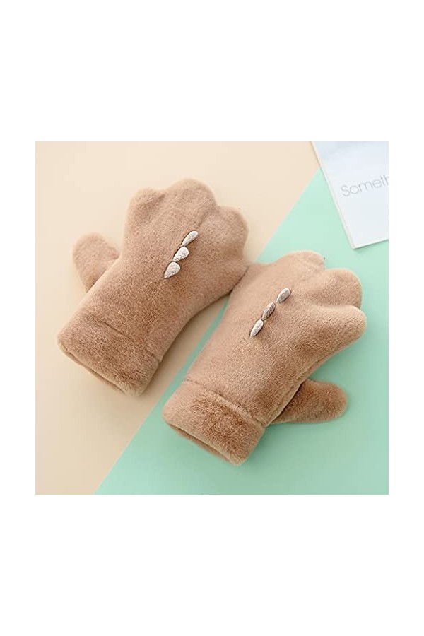 TWDYC Femmes Hiver Garder Chaud Mignon Joli Dessin animé Bear Patte Pattes Gants de Style Japonais Plus Velours intérieur épa