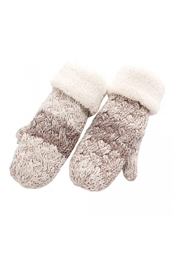 Cat in black Gants dhiver en tricot avec doublure en peluche épaisse - Mitaines pour femmes - Gants épais confortables - Mit