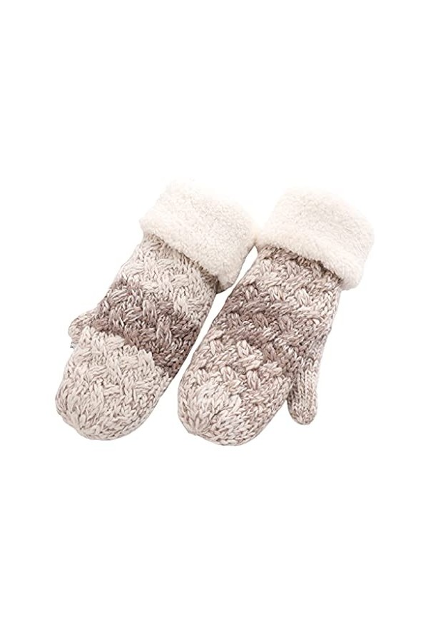 Cat in black Gants dhiver en tricot avec doublure en peluche épaisse - Mitaines pour femmes - Gants épais confortables - Mit