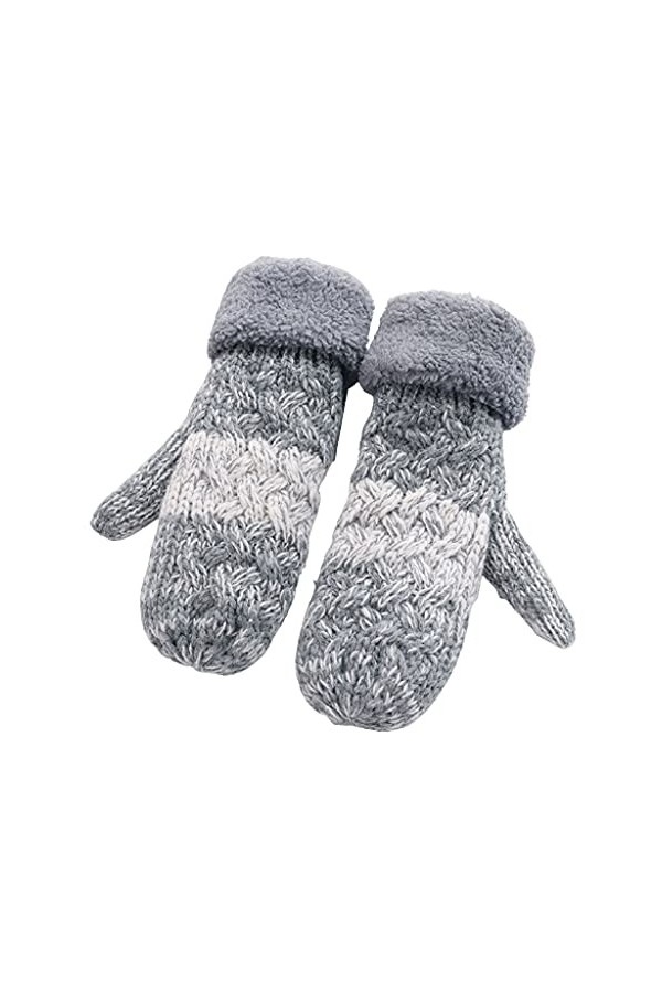 Cat in black Gants dhiver en tricot avec doublure en peluche épaisse - Mitaines pour femmes - Gants épais confortables - Mit