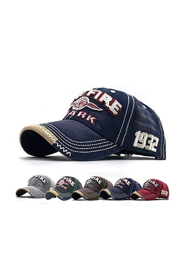 Yutdeng Retro Casquette de Baseball Unisexe Ajustable Boucle en Metal Casquettes Classique Trucker Cap Hat for Sport Hip Pop 