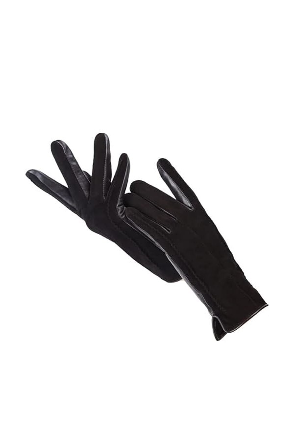 Aolity Gants dhiver Touch Gants Couleur Hiver Femme Gants en Cuir Daim Véritable