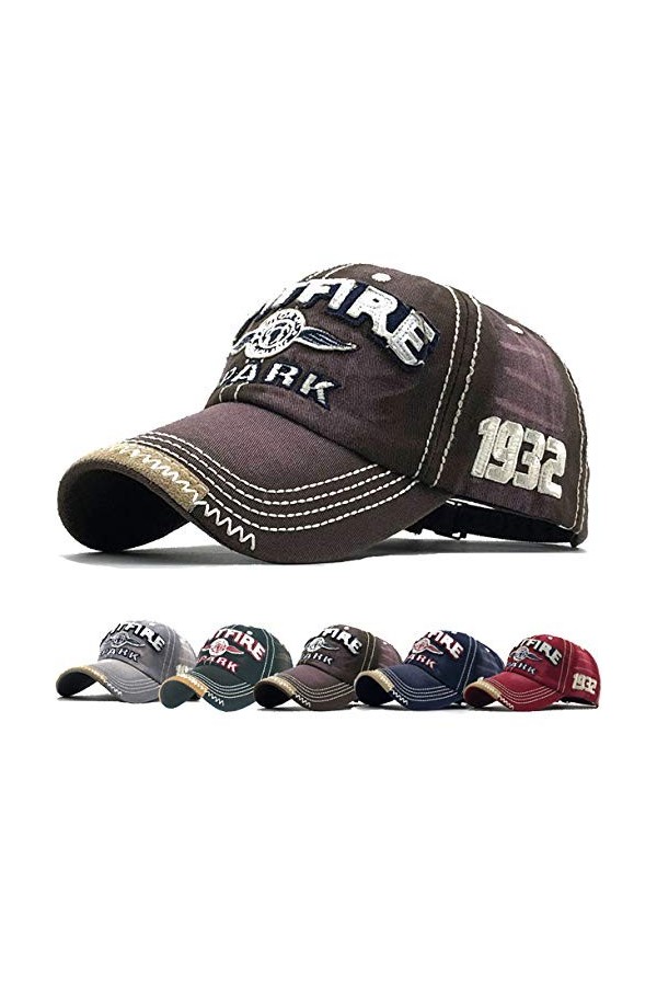 Yutdeng Retro Casquette de Baseball Unisexe Ajustable Boucle en Metal Casquettes Classique Trucker Cap Hat for Sport Hip Pop 