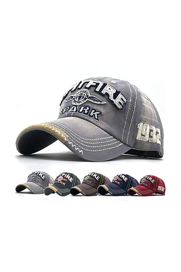 Yutdeng Retro Casquette de Baseball Unisexe Ajustable Boucle en Metal Casquettes Classique Trucker Cap Hat for Sport Hip Pop 