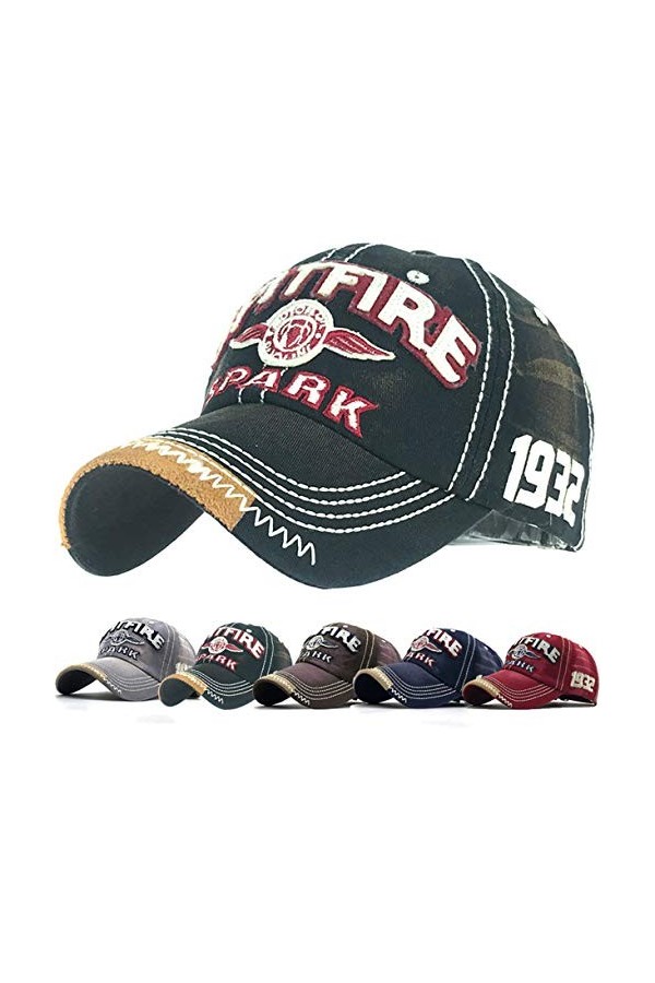 Yutdeng Retro Casquette de Baseball Unisexe Ajustable Boucle en Metal Casquettes Classique Trucker Cap Hat for Sport Hip Pop 