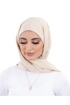 Hijab à enfiler en soie de médine avec bonnet intégré Made in Turquie pour femme musulmane voilée Beige Clair 