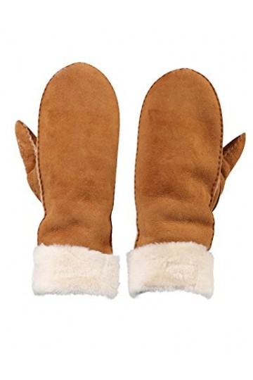 YISEVEN Femmes Hiver Nouveau Gants Moufles en Cuir Peau de Mouton Véritable Chaud Épais Fourrure Doublée Mérinos Thermique Lo