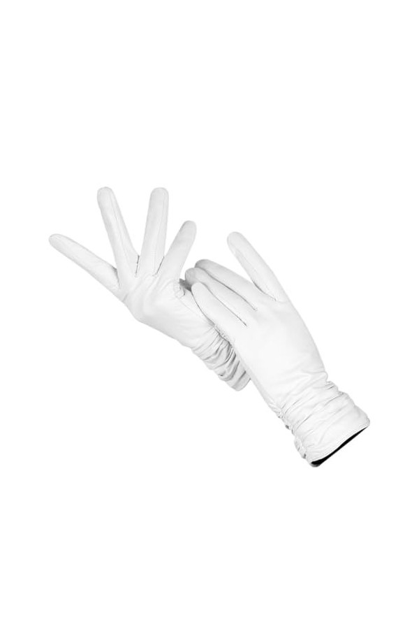 Gants blancs tendance en peau de mouton, gants dhiver froids et chauds, moufles blanches pour femmes, blanc, 36