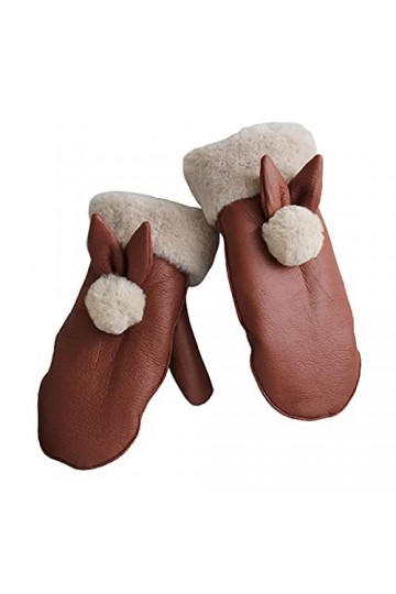 Cat in black Gants en cuir pour femme - Moufles mignonnes - Gants pour temps froid avec doublure en peluche épaisse chaude - 