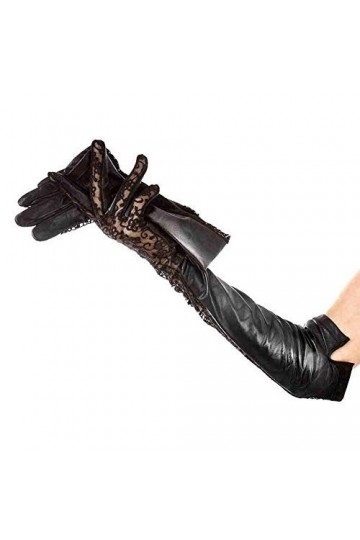 BUDBYU Gants en Cuir Mince Locomotive Automne Femmes s Long Gants en Cuir Réparation Coréenne Dentelle en Peau De Mouton Mou