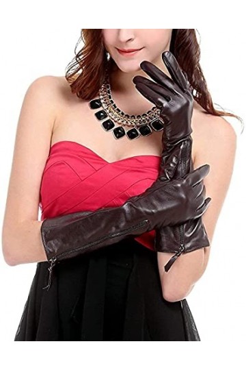 GHCXY Moufles unisexes pour adulte - Gants longs et doux - Simples en hiver - Chauds et glamour - En cuir - Marron - Taille S