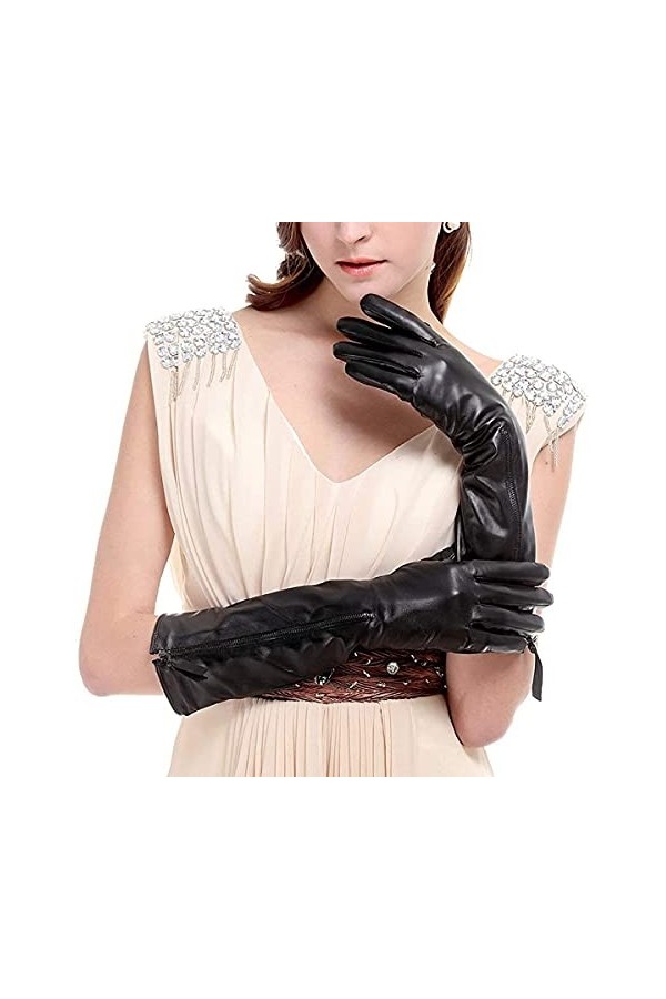 GHCXY Moufles unisexes pour adulte - Gants longs et doux - Simples en hiver - Chauds et glamour - En cuir - Marron - Taille S