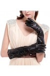 GHCXY Moufles unisexes pour adulte - Gants longs et doux - Simples en hiver - Chauds et glamour - En cuir - Marron - Taille S