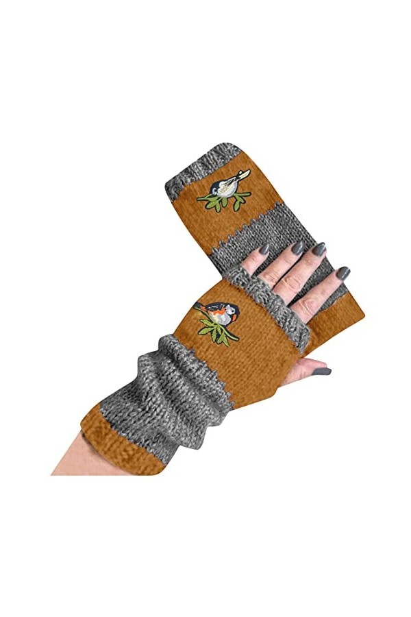 Gants à Main Chauds Coton Petits Gants Laine Femmes Fleur Mitaines Faites à la Main for Femmes Temps Froid chauffé Hiver Col