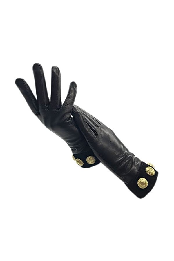 WYYDFDC Gants dhiver for femmes Gants noirs confort doux Gants de conduite en cuir doublés de fourrure Cadeau Color : A, Si