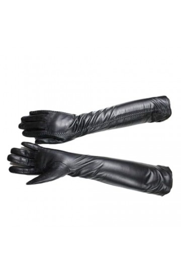 HEAITHpool Gants longs en cuir pour femme, doublure en polaire noire, gants chauds dautomne et dhiver, Style rayé, XL