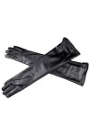 HEAITHpool Gants longs en cuir pour femme, doublure en polaire noire, gants chauds dautomne et dhiver, Style rayé, XL