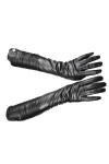 HEAITHpool Gants longs en cuir pour femme, doublure en polaire noire, gants chauds dautomne et dhiver, Style rayé, XL