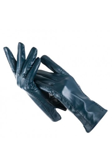 Gants en cuir rayé pour femmes, Gants en cuir de couleur, Gants en cuir de mouton, Mitaines dhiver pour femmes, bleu lac, 7.