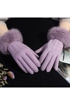 LZQPEARL Gants à Fourrure de Lapin Femelle Hiver Chaud Mitaines Chaude cachée Pull Doigt Broderie Laine écran Tactile Gants d