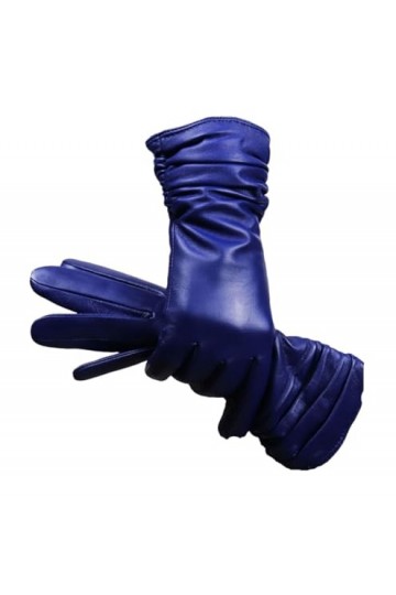 Gants dhiver en peau de mouton pour femme - Gants en cuir épais pour écran tactile - Pour léquitation et la conduite, Bleu 