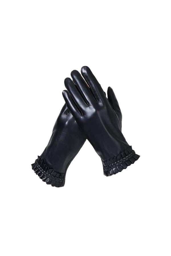 Femme En Gants DHiver Gants En Peau De Mouton Pour Femmes Coupe Vent Écran Tactile Gant En Cuir Féminin Mitaines DHiver Noi
