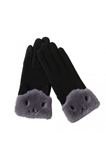 Gants chauds pour femmes - Gants dhiver avec doublure en peluche douce - Gants chauds coupe-vent - Gants confortables en dai