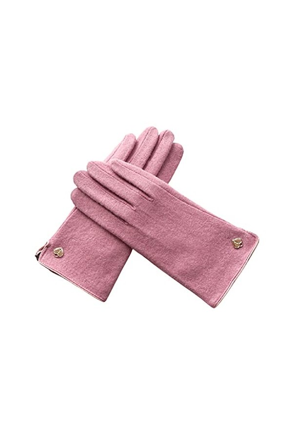 Cat in black Gants dhiver pour écran tactile - Couleur unie - Gants thermiques pour femme - Gants chauds en laine - Gants po