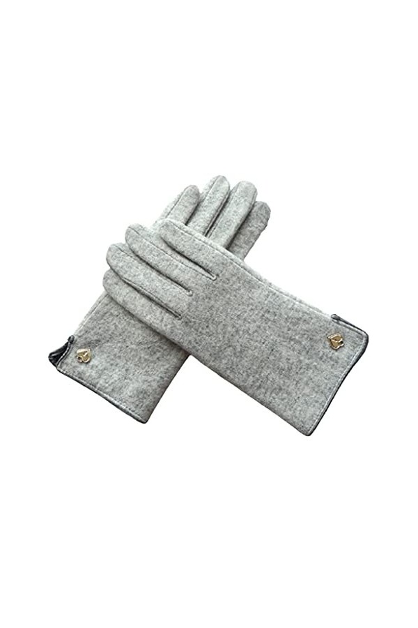 Cat in black Gants dhiver pour écran tactile - Couleur unie - Gants thermiques pour femme - Gants chauds en laine - Gants po