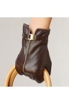 BJQZX Gants dhiver SheeSkin Véritable Gants en Cuir Véritable Femmes Mode Solide Bracelet Hiver Gant Shallow-Vile Color : D