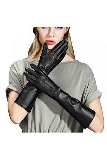 HUDJX Gants en Cuir pour Femmes à écran Tactile,Gants dopéra pour Dames de Longueur de coude de Luxe,Mitaines Chaudes dhive