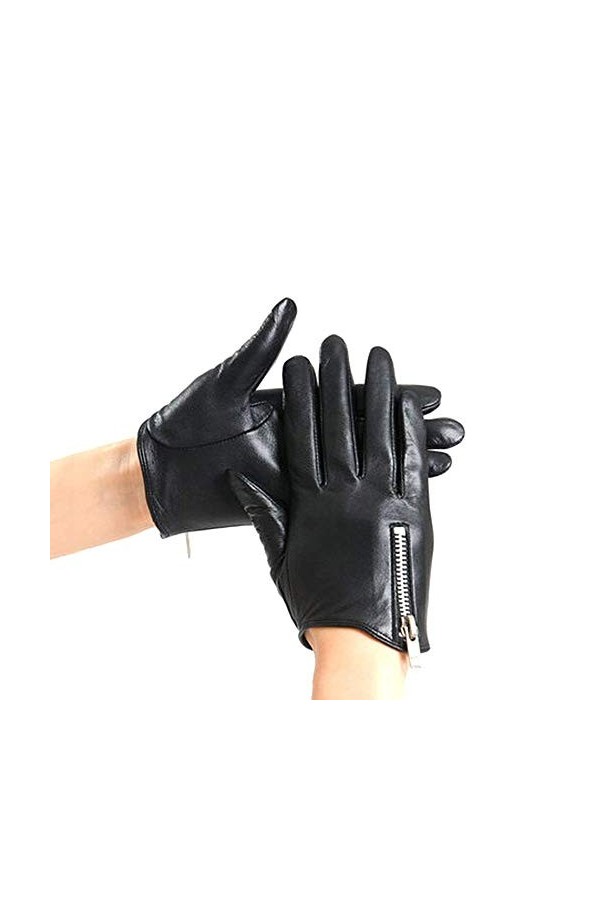 BUDBYU Gants en Cuir, Section Mince pour Femme, réparation, Conduite, écran Tactile, Automne et Hiver, Chaud et Cachemire, Lo