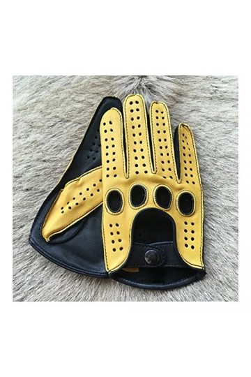 Gants dhiver Gants en Cuir véritable Gants en Cuir de Mouton Mode Hommes Noir Gants de Conduite Respirant for Les Mitaines m