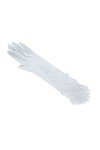 Trjgtas Gants Blancs Femmes Mariage mariée Longs Gants Creux Broderie Paillettes Dentelle Florale Satin Mitaines Gants de Mar