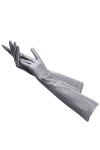 Gants longs en cuir beige, gants longs en cuir pour femmes, gants longs dhiver pour femmes 50 cm, gris clair, S