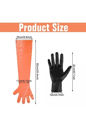 Zhanmai Lot de 12 paires de gants de chasse longs et longs avec 12 paires de gants de nettoyage noirs pour gutter le terrain