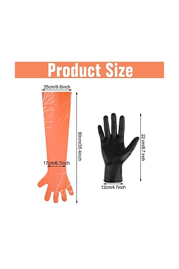 Zhanmai Lot de 12 paires de gants de chasse longs et longs avec 12 paires de gants de nettoyage noirs pour gutter le terrain