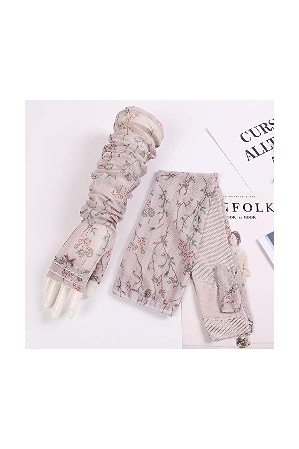 Gants de Protection Solaire Gants de Protection UV, Dentelle, Manches Longues, Section Mince, protège-Bras Color : Beige, Si