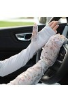 Gants de Protection Solaire Gants de Protection UV, Dentelle, Manches Longues, Section Mince, protège-Bras Color : Beige, Si