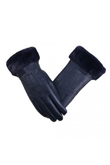 Femme Gants Chauds Hiver Plus Poignet en Peluche Épais Coupe-Vent Sport Cyclisme Moufle Lettre en Cuir PU Écran Tactile Gant 